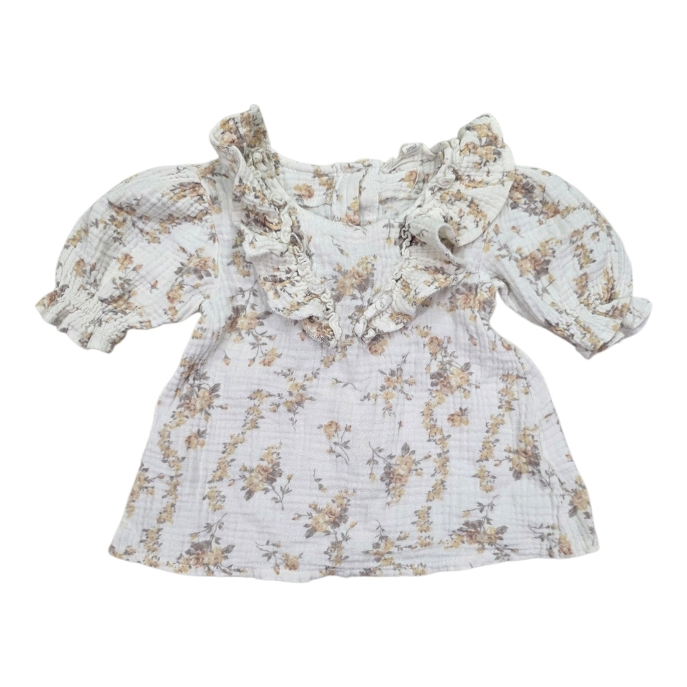 Jessica Simpson Cream Floral Ruffle Muslin Cotton Peasant Top 2T
